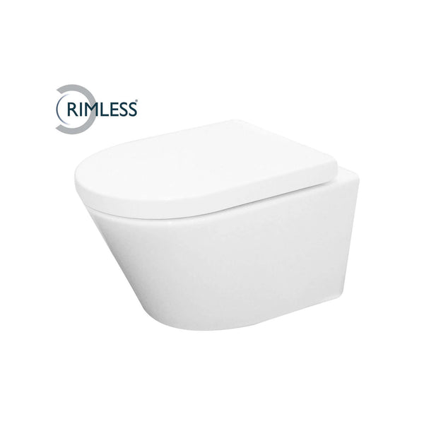 Vesta wandtoilette randlos mit Vesta Toilettensitz Softclose und Quick Release glänzend weiß