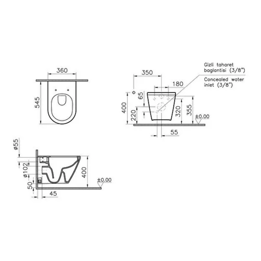 VitrA Integra Round Hangtoilet met Bidet
