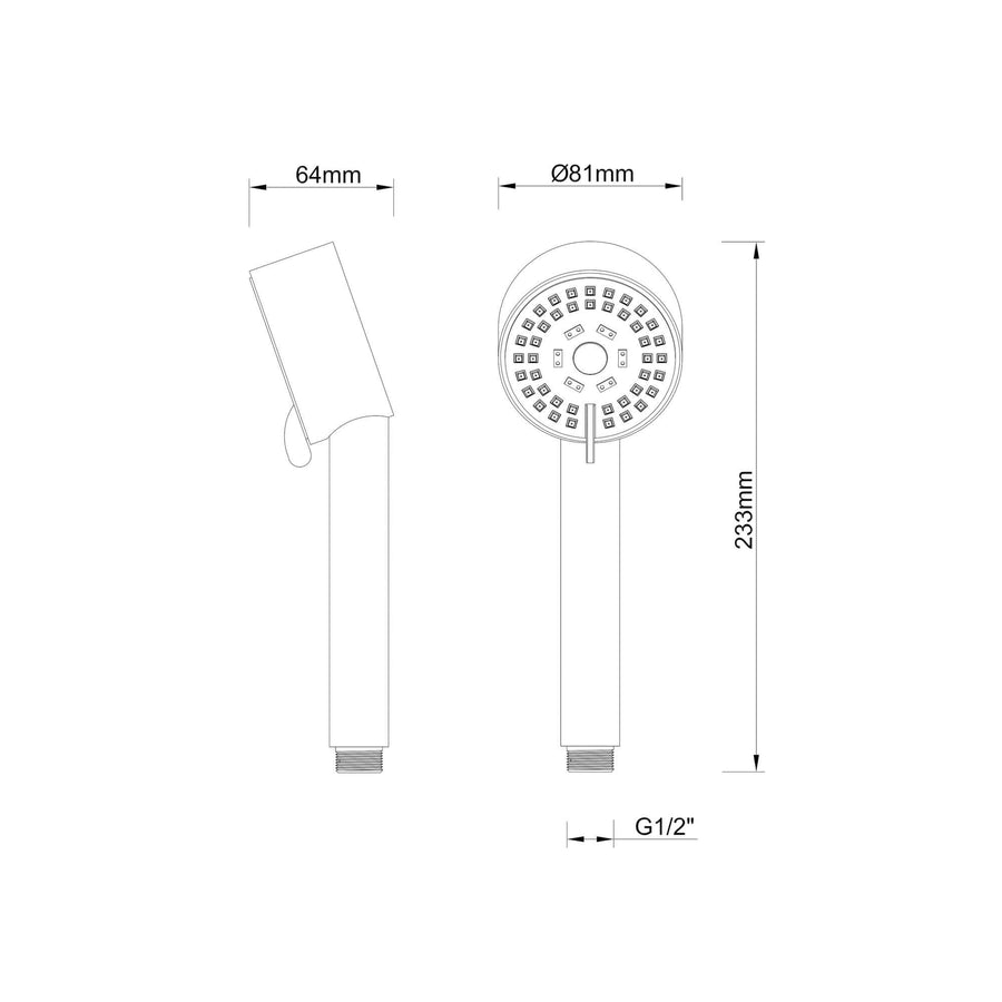 Wiesbaden Cadence verstellbare Handbrause 23,3x8,1 cm mattschwarz