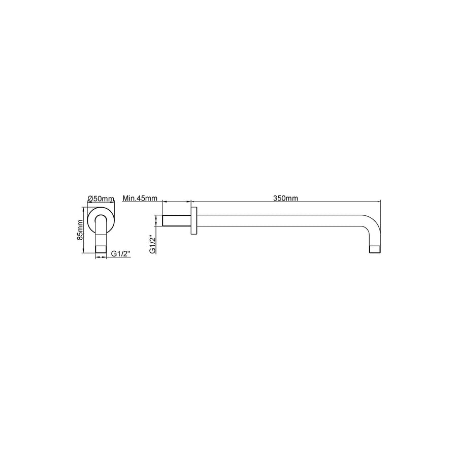 Wiesbaden Caral Rond 35 cm Sortie murale Chrome