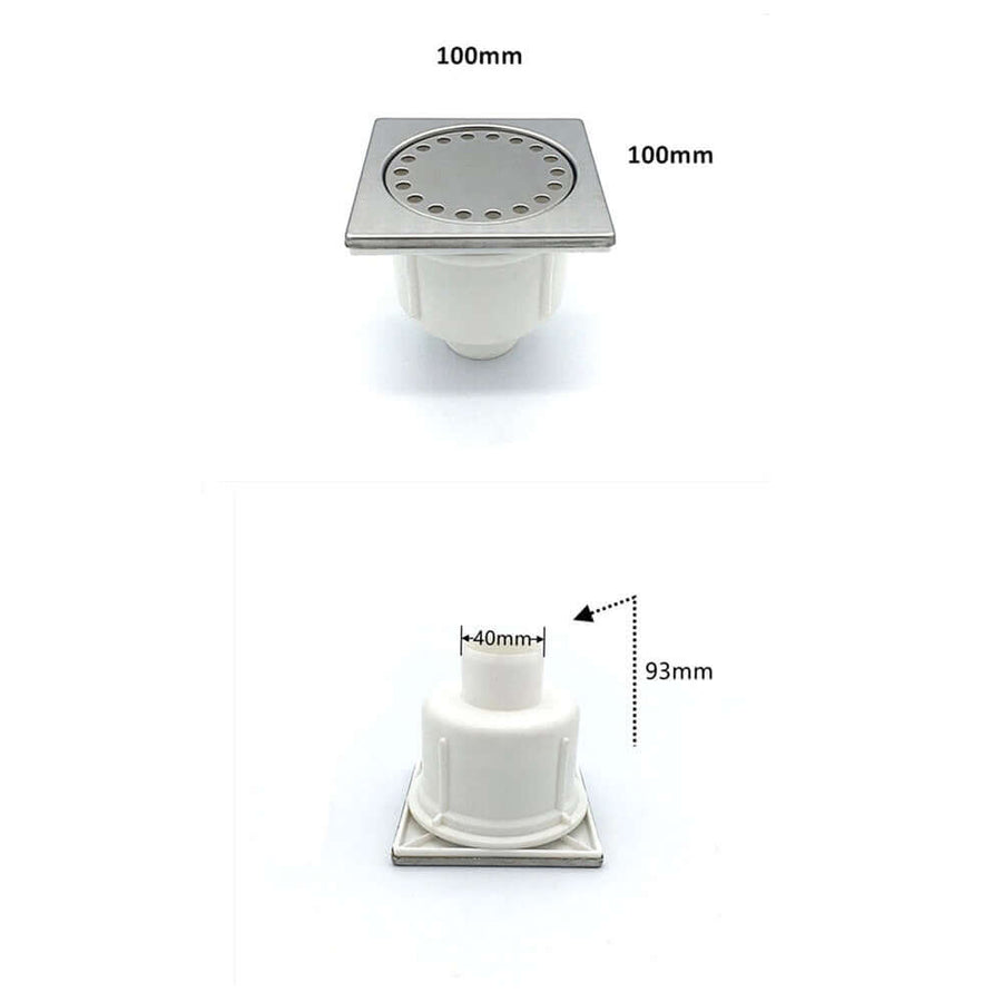 Wiesbaden Doucheplug 10x10 cm Onderuitlaat RVS