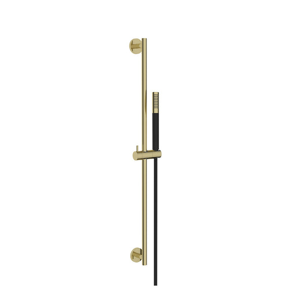 Wiesbaden Remi schuifstangset met stang handdouche 1 standaard 150 cm geborsteld messing/matzwart