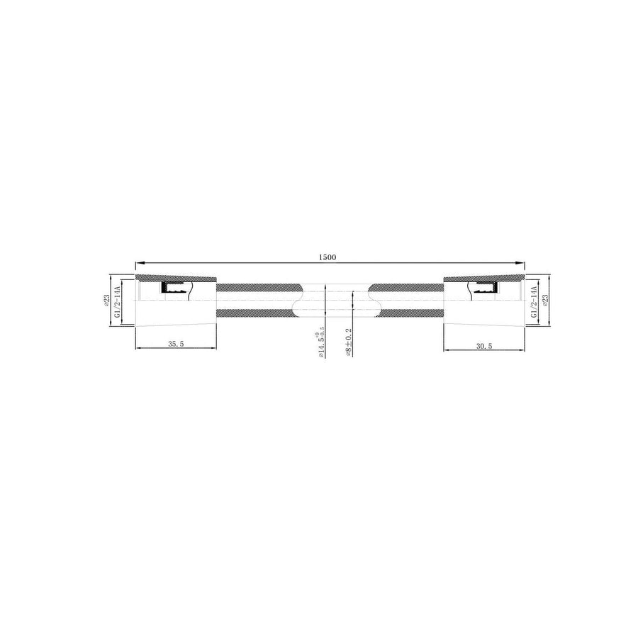 Wiesbaden Remi schuifstangset met stang handdouche 1 standaard 150 cm geborsteld messing/matzwart