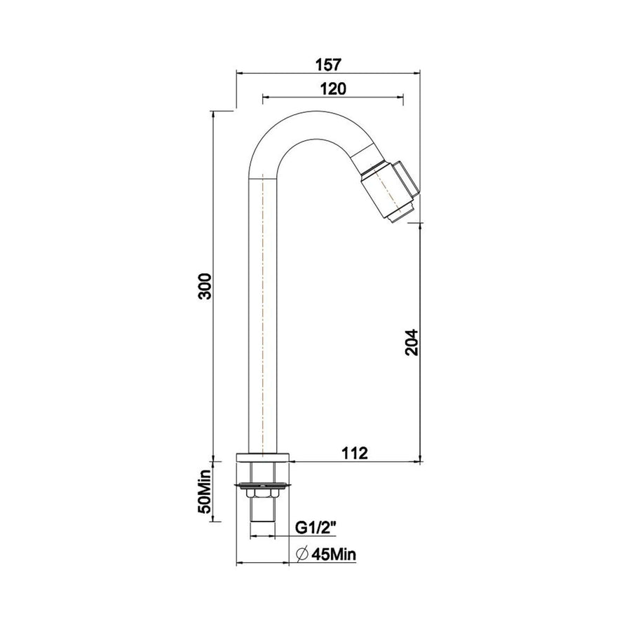 Wiesbaden Victoria 1/2" XL Toilettenarmatur Matt Schwarz