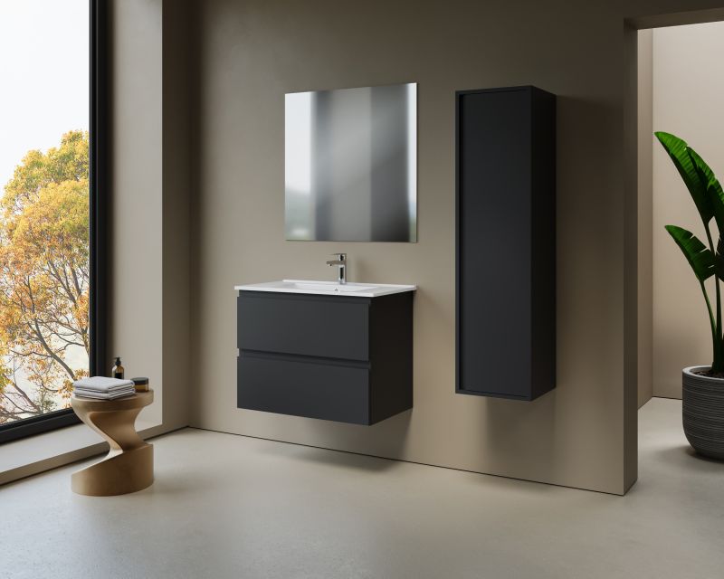 ALONI SALLY XL WASTAFELONDERKAST - 2 LADES - SOFTCLOSE - GREEPLOOS - 76X60X45,3 CM - MAT ZWART - productafbeelding