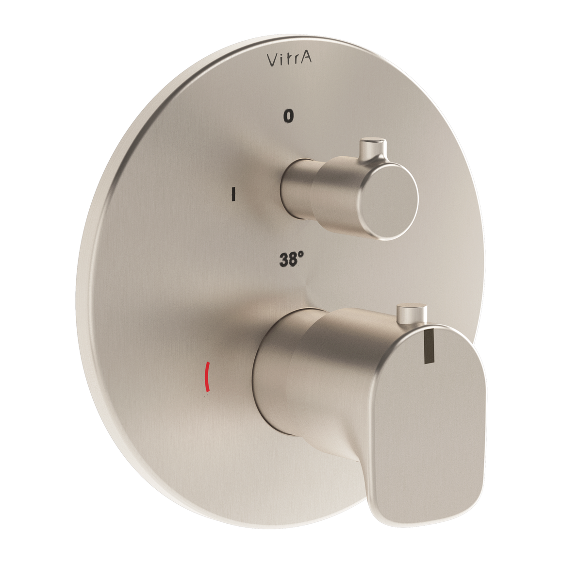 VitrA Root Round Douche/Bad Kraan, Geborsteld Nikkel #variant_57380263887172
