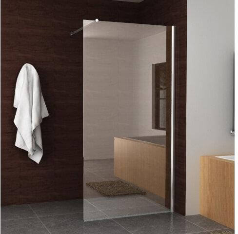 PROMOTION Paroi de douche Wiesbaden | Revêtement Nano | Chrome | Douche à l'italienne (Toutes tailles)