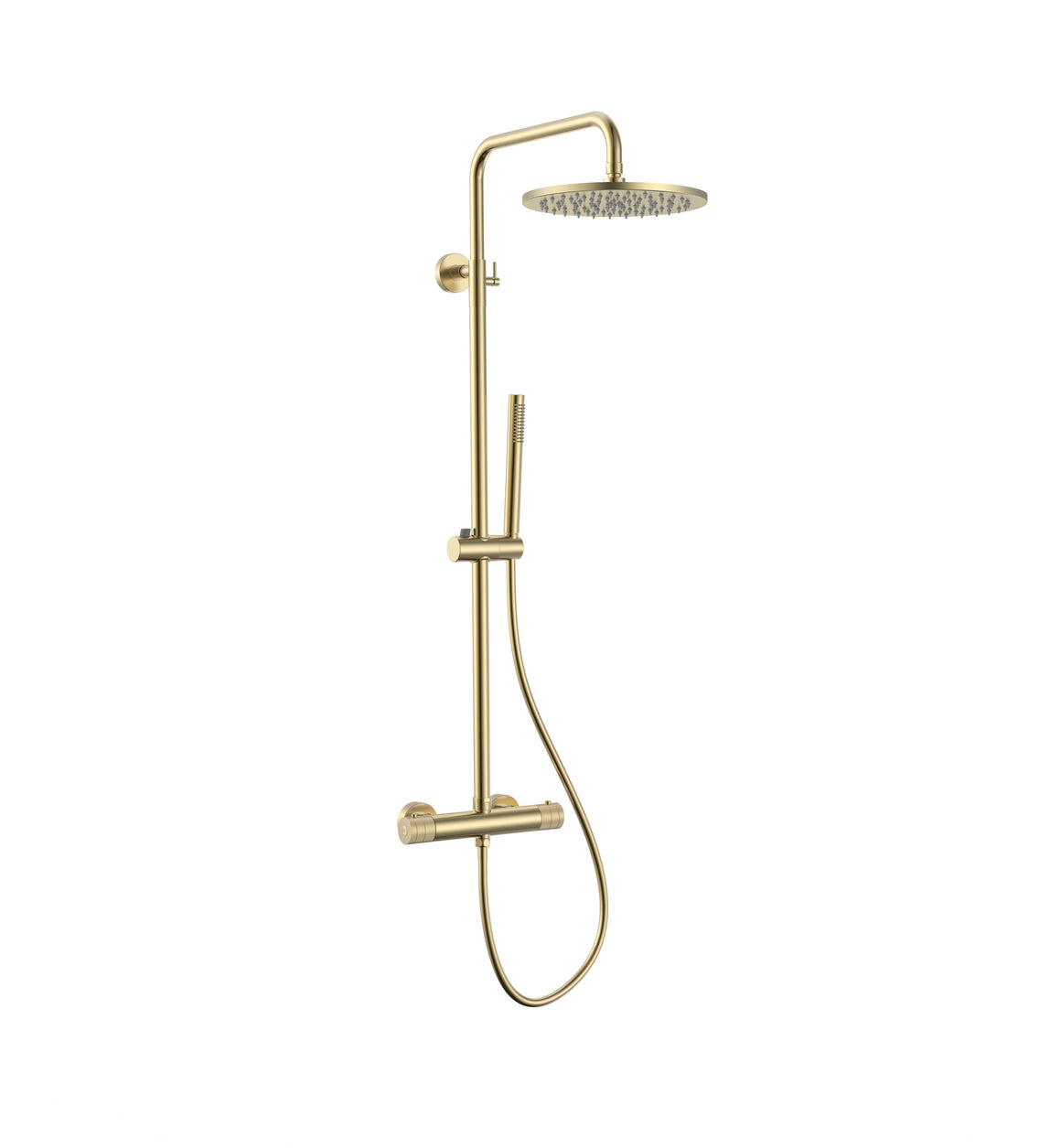 Aloni Stria regendoucheset thermostatisch geborsteld goud productfoto