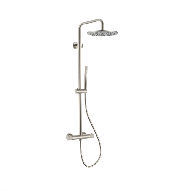 Aloni Stria regendoucheset thermostatisch – opbouw – Cool Touch – hoofddouche 30 cm – knoppen met ribbelstructuur
