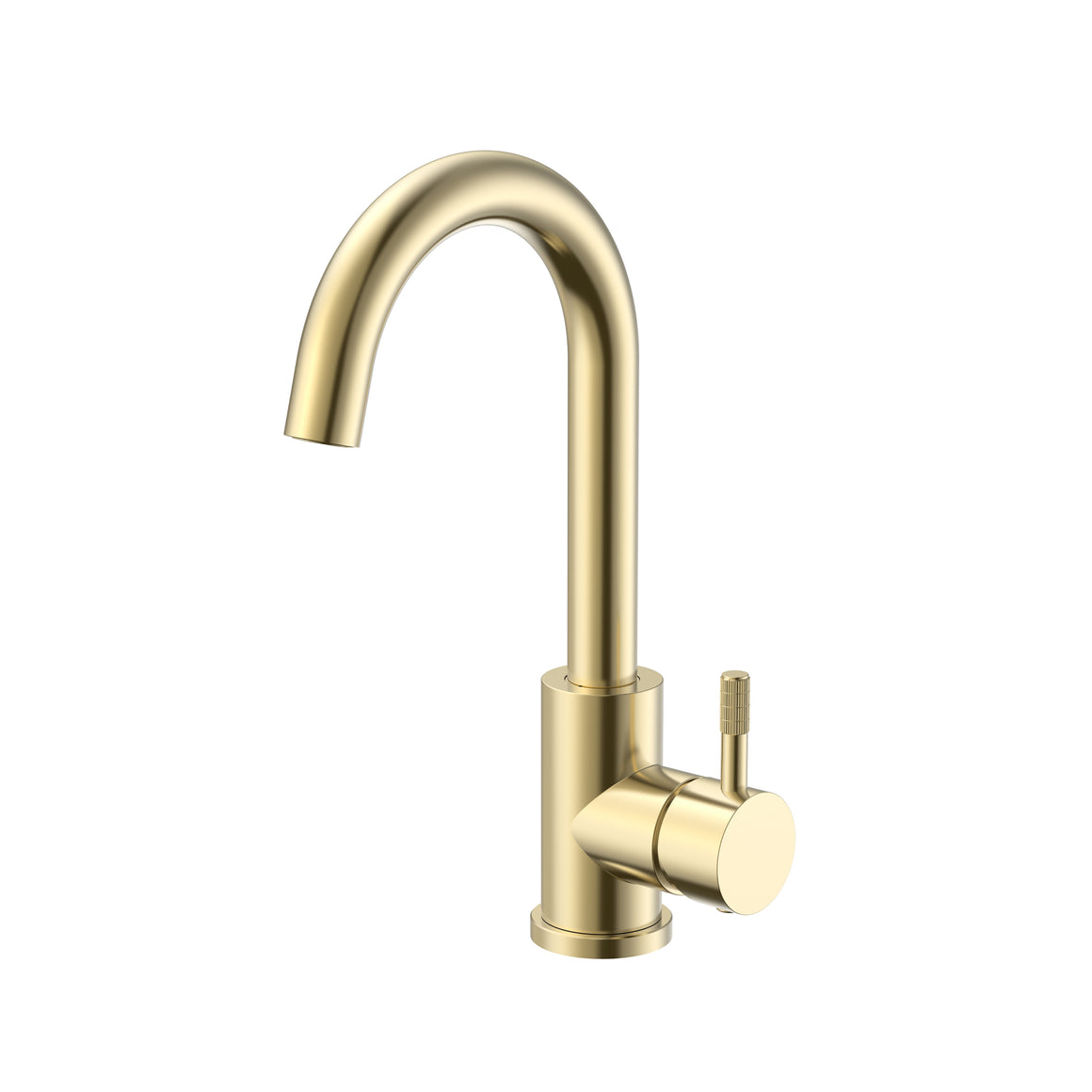 Aloni Stria wastafelmengkraan met gebogen uitloop geborsteld goud productfoto