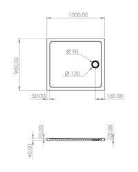 ALONI SWC-50506 douchebak 100x90 technische tekening zonder logo