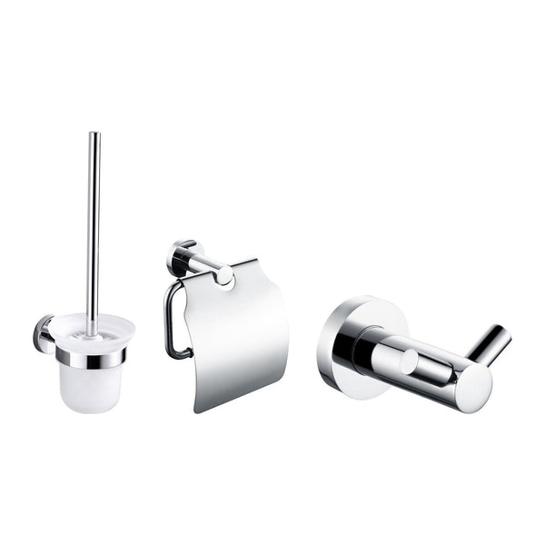 Aloni toiletaccessoireset 3-delig chroom – toiletborstel, toiletrolhouder en haak