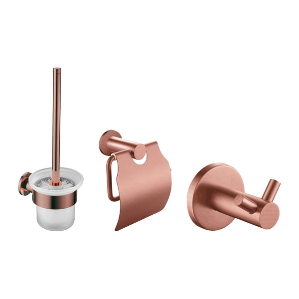 Aloni toiletaccessoireset 3-delig geborsteld koper – toiletborstel, toiletrolhouder en haak