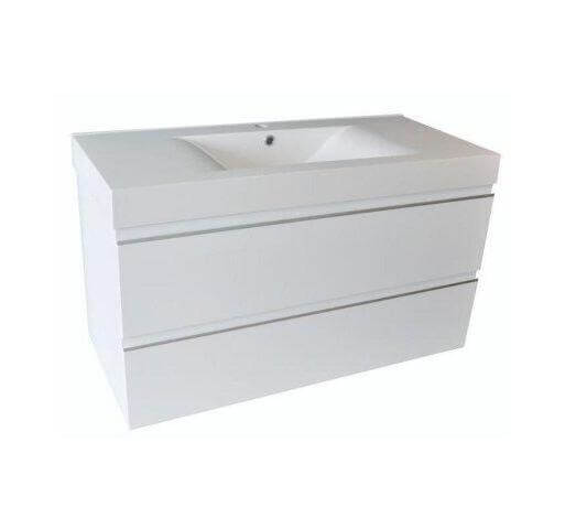 Sigid Badkamermeubelset Wiesbaden 100x46x58 cm MDF Hoogglans Wit (1 Kraangat, 2 Laden)