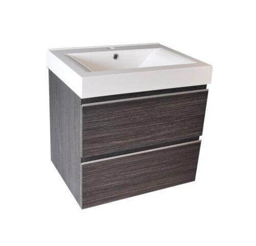 Sigid Badkamermeubelset Wiesbaden 60x46x58 cm gefineerde houtnerf grijs (1 kraangat, 2 lades)