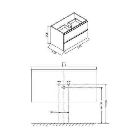 Sigid Badkamermeubelset Wiesbaden 80X46X58 Cm in MDF Hoogglans Wit (1 Kraangat, 2 Laden)