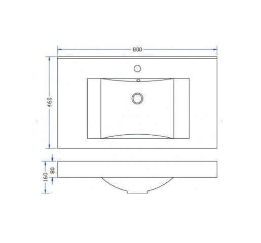Sigid Badkamermeubelset Wiesbaden 80X46X58 Cm in MDF Hoogglans Wit (1 Kraangat, 2 Laden)