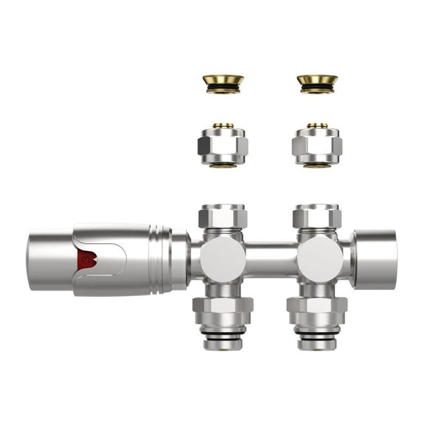 Belrad Design Radiatorkraan Thermostatisch – Muur- en Vloeraansluiting – Geborsteld RVS