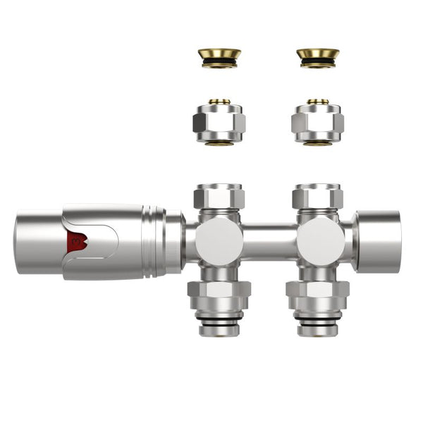 Belrad Design Radiatorkraan Thermostatisch – Muur- en Vloeraansluiting – Geborsteld RVS