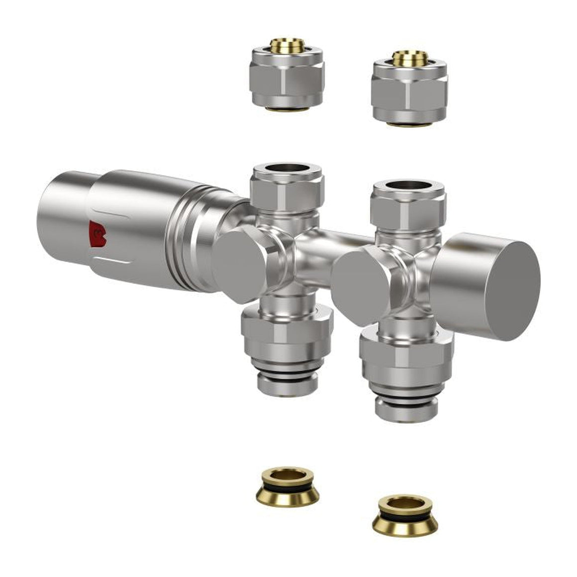 Belrad radiatorkraan BLR301 detail geborsteld RVS