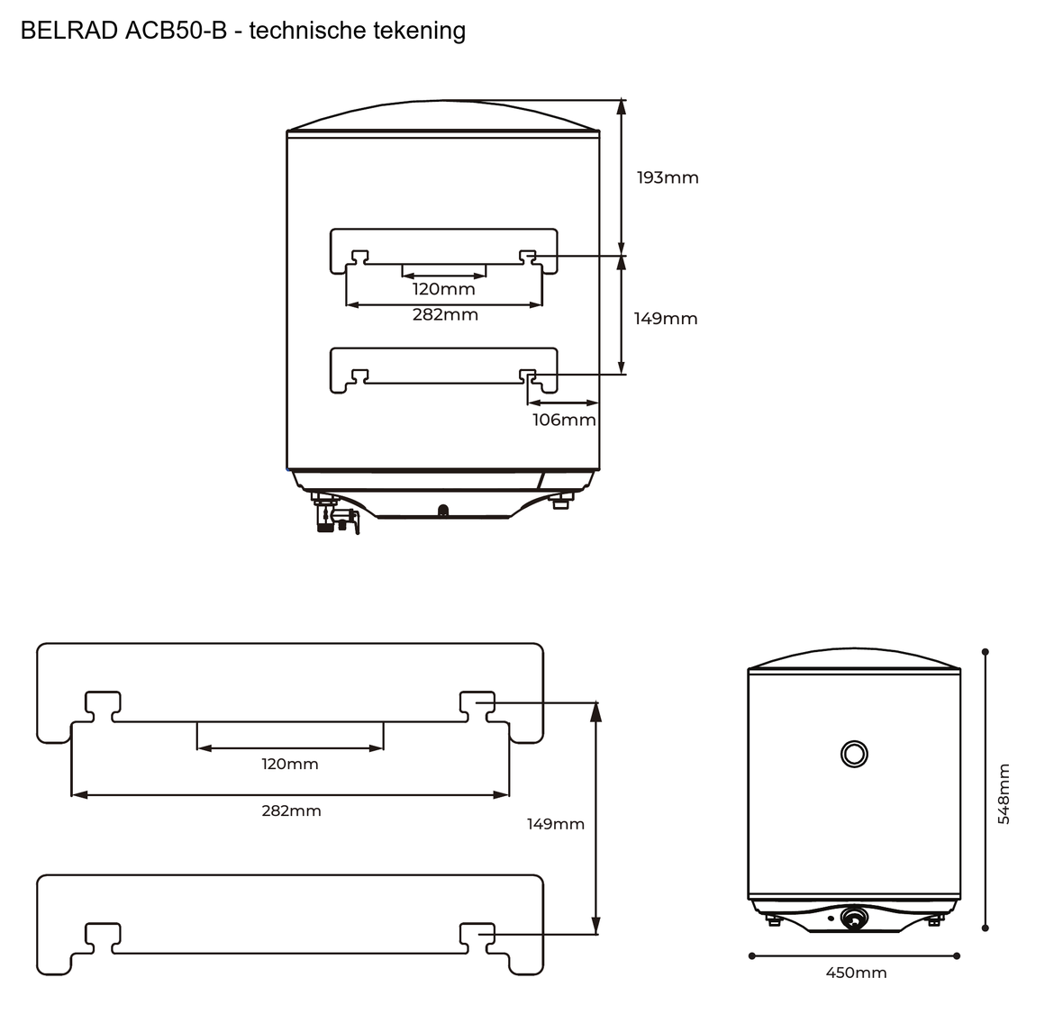 Belrad ACB50-B 50 liter - technische tekening #inhoud_50-liter