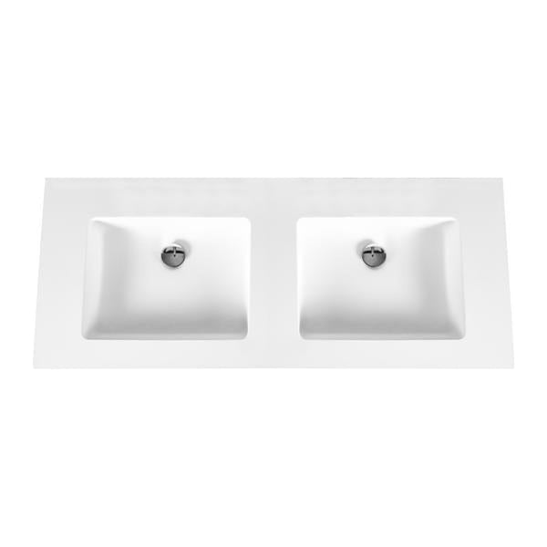 Aloni Solid Surface Dubbele Wastafel zonder Kraangat (120 cm) - Wit