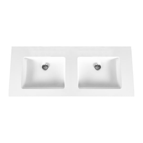 Aloni Solid Surface Dubbele Wastafel zonder Kraangat (160 cm) - Wit
