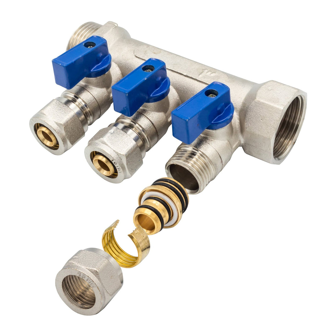 "Verdeler met Bolkraan MV-1"" 3X16 Blauw"