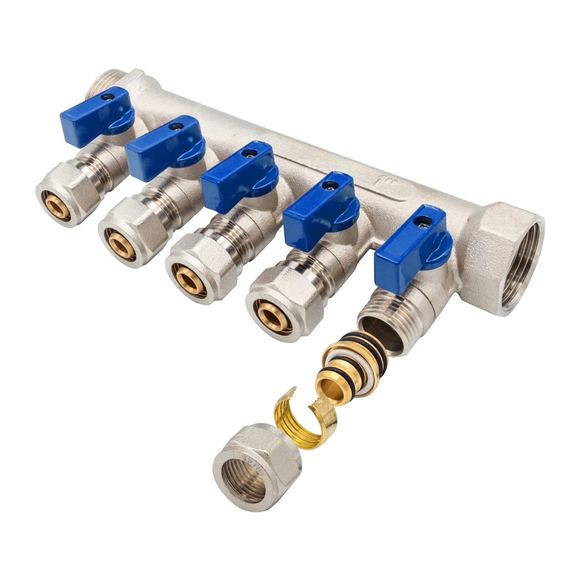 "Verdeler met Bolkraan MV-1"" 5X16 Blauw"