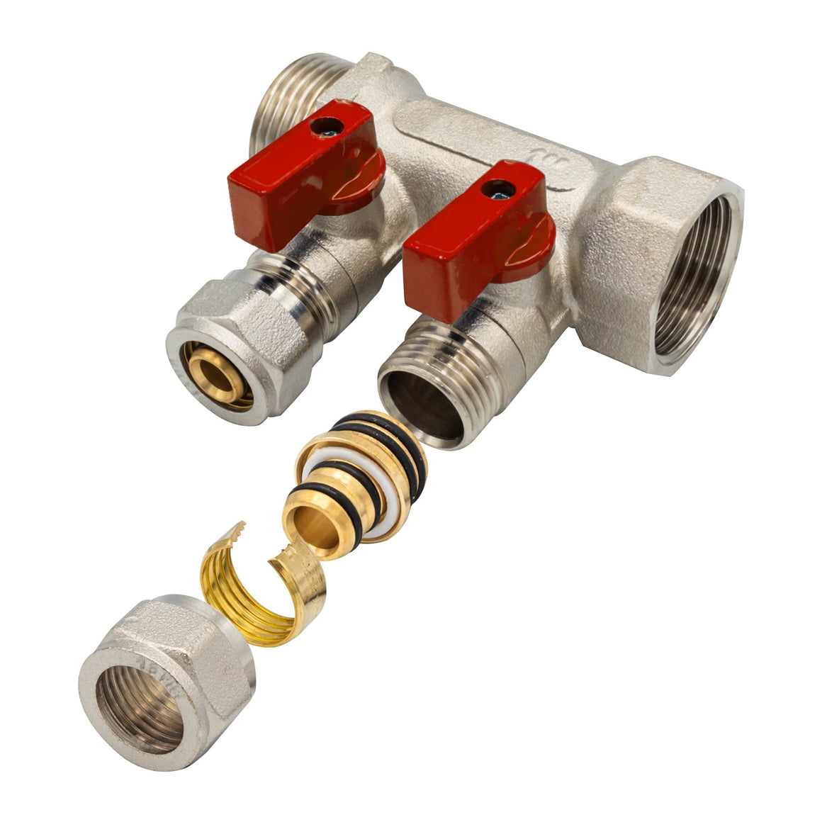 "Verdeler met Bolkraan MV-1"" 2X16 ROOD"