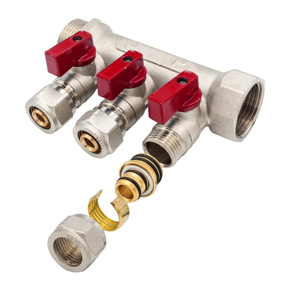 "Verdeler met Bolkraan MV-1"" 3X16 ROOD"