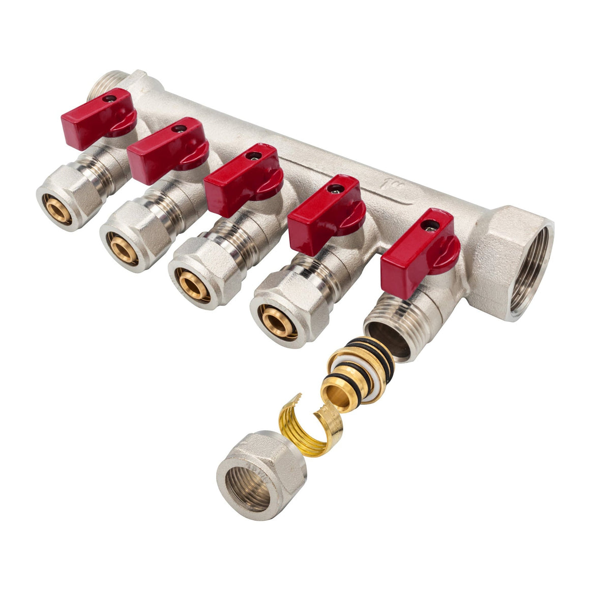 "Verdeler met Bolkraan MV-1"" 5X16 ROOD"