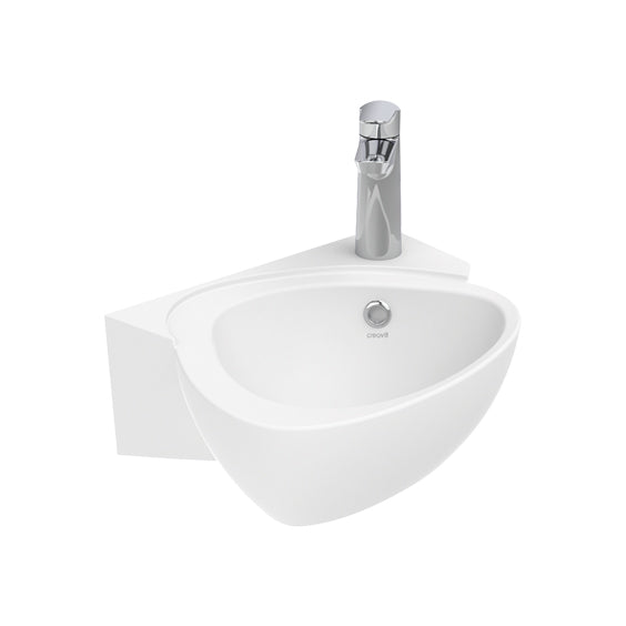 Creavit Hoekfontein - met Overloop - 1 Kraangat - 38 × 30 × 12 cm - Glanzend Wit