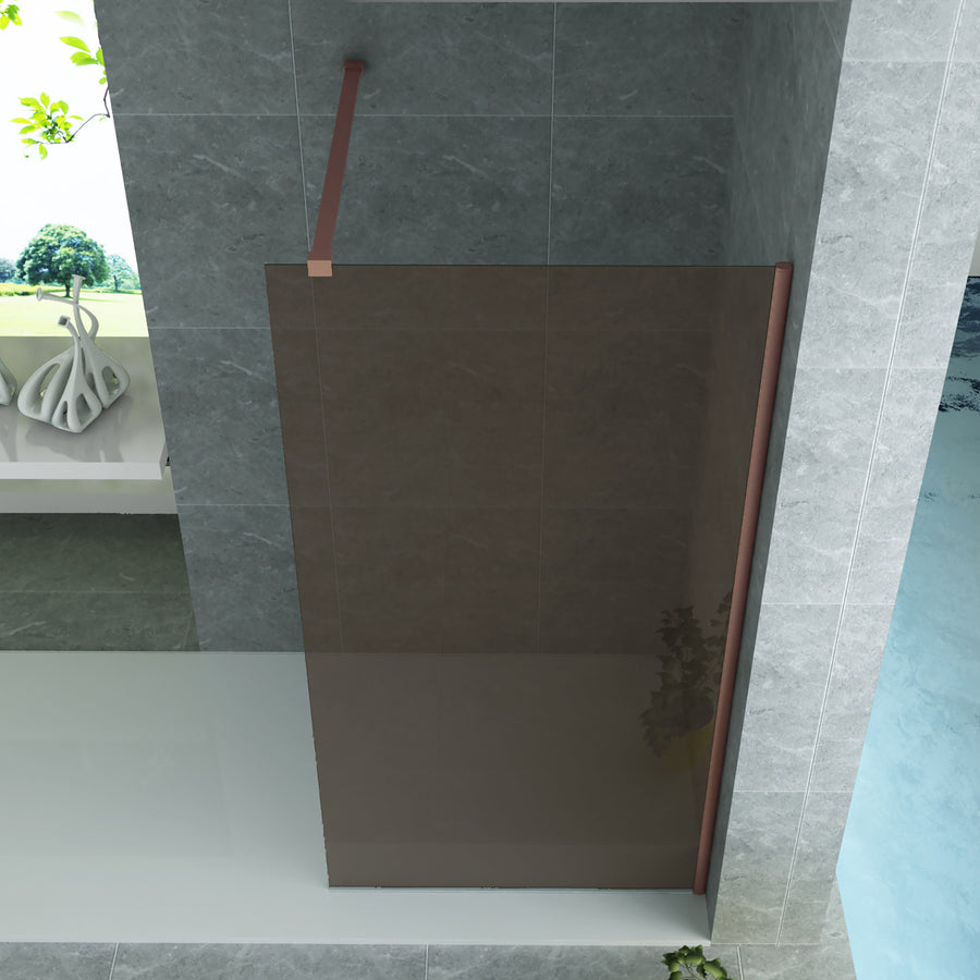 ALONI Douchewand Champagne met Koper Profiel 8MM (140X200CM)