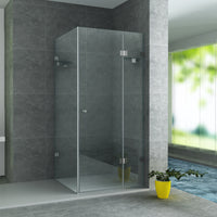 ALONI DOUCHECABINE MET DRAAIDEUR, VAST WANDJE EN ZIJWAND - MET ANTI-KALK BEHANDELING - OMKEERBAAR - 8MM VEILIGHEIDSGLAS - 80X80X195 CM - CHROOM - HELDER GLAS
