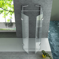 ALONI DOUCHECABINE U-OPSTELLING MET 2 DRAAIDEUREN EN 2 ZIJWANDEN - MET ANTI-KALK BEHANDELING - 8MM VEILIGHEIDSGLAS - 90X90X195 CM - CHROOM - HELDER GLAS
