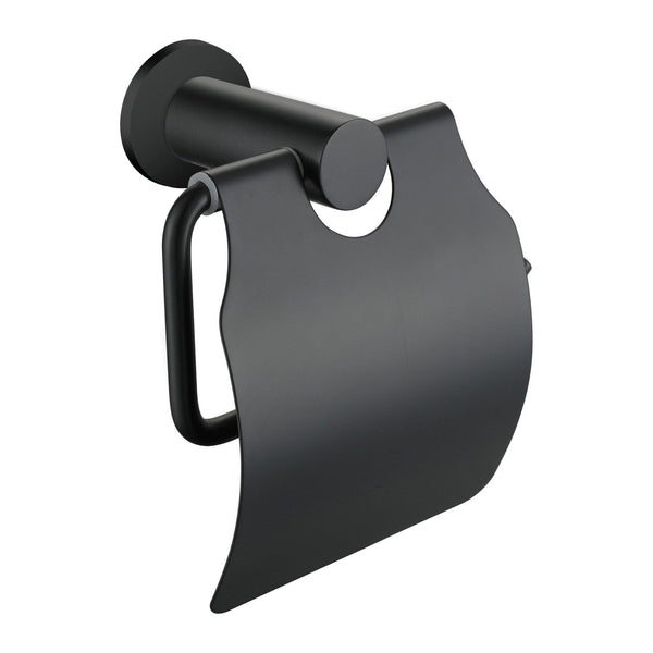 Porte-rouleau de papier toilette Aloni avec clapet - Noir mat
