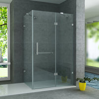 ALONI DOUCHECABINE MET DRAAIDEUR, VAST WANDJE EN ZIJWAND - MET ANTI-KALK BEHANDELING - OMKEERBAAR - 8MM VEILIGHEIDSGLAS - 90X120X195 CM - CHROOM - HELDER GLAS