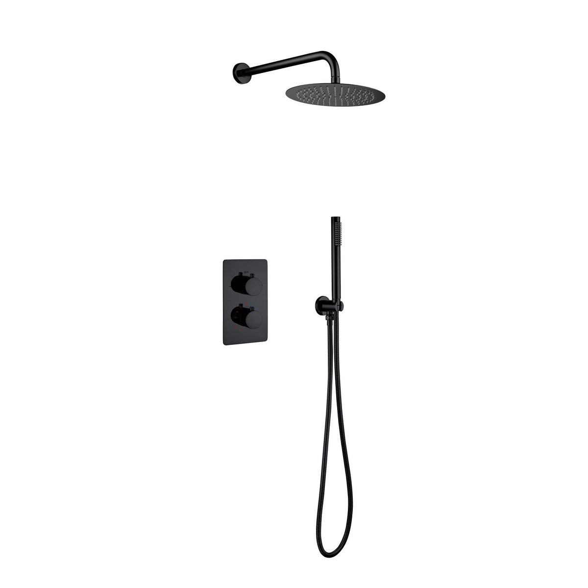 ALONI INBOUW THERMOSTATISCHE DOUCHESET MET REGENDOUCHEKOP (Ø25CM) - MAT ZWART