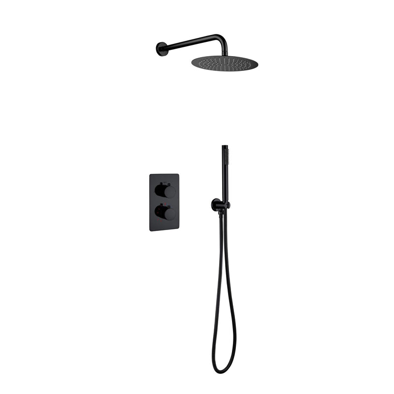 ALONI Inbouw Thermostatische doucheset met Regendouchekop (Ø25CM) - Mat Zwart