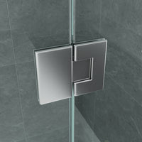ALONI DOUCHECABINE MET DRAAIDEUR, 2 VASTE WANDJES EN ZIJWAND - MET ANTI-KALK BEHANDELING - OMKEERBAAR - 8MM VEILIGHEIDSGLAS - 90X120X195 CM - CHROOM - HELDER GLAS