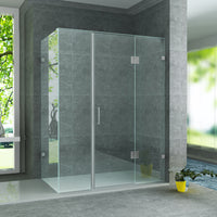 ALONI DOUCHECABINE MET DRAAIDEUR, 2 VASTE WANDJES EN ZIJWAND - MET ANTI-KALK BEHANDELING - OMKEERBAAR - 8MM VEILIGHEIDSGLAS - 90X120X195 CM - CHROOM - HELDER GLAS