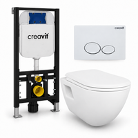Creavit Terra complete toiletset – toiletpot glanzend wit, toiletbril mat wit, Drop drukplaat wit en GR5003 inbouwreservoir