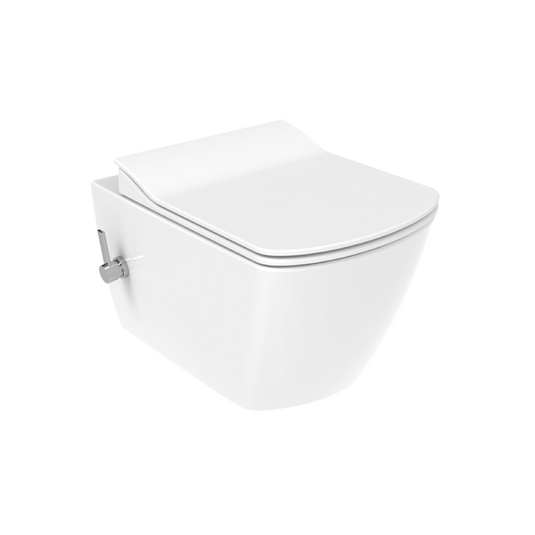 Creavit Elegant Hangtoilet Met Bidet - Randloos - Met Bidetkraan Koud En Warm Water - Zonder Zitting - Glanzend Wit