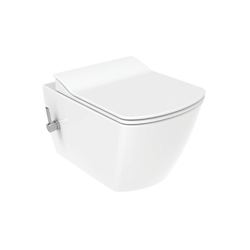 CREAVIT ELEGANT HANGTOILET MET BIDET - RANDLOOS - MET BIDETKRAAN KOUD EN WARM WATER - ZONDER ZITTING - GLANZEND WIT