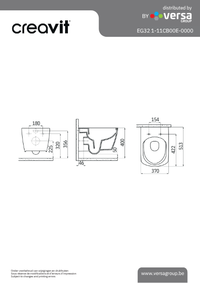 Technische tekening Creavit Elegant EG321 hangtoilet met maatvoering 513 x 370 x 356 mm