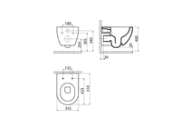 Creavit Free FE322 hangtoilet technische tekening 355x350x510 mm