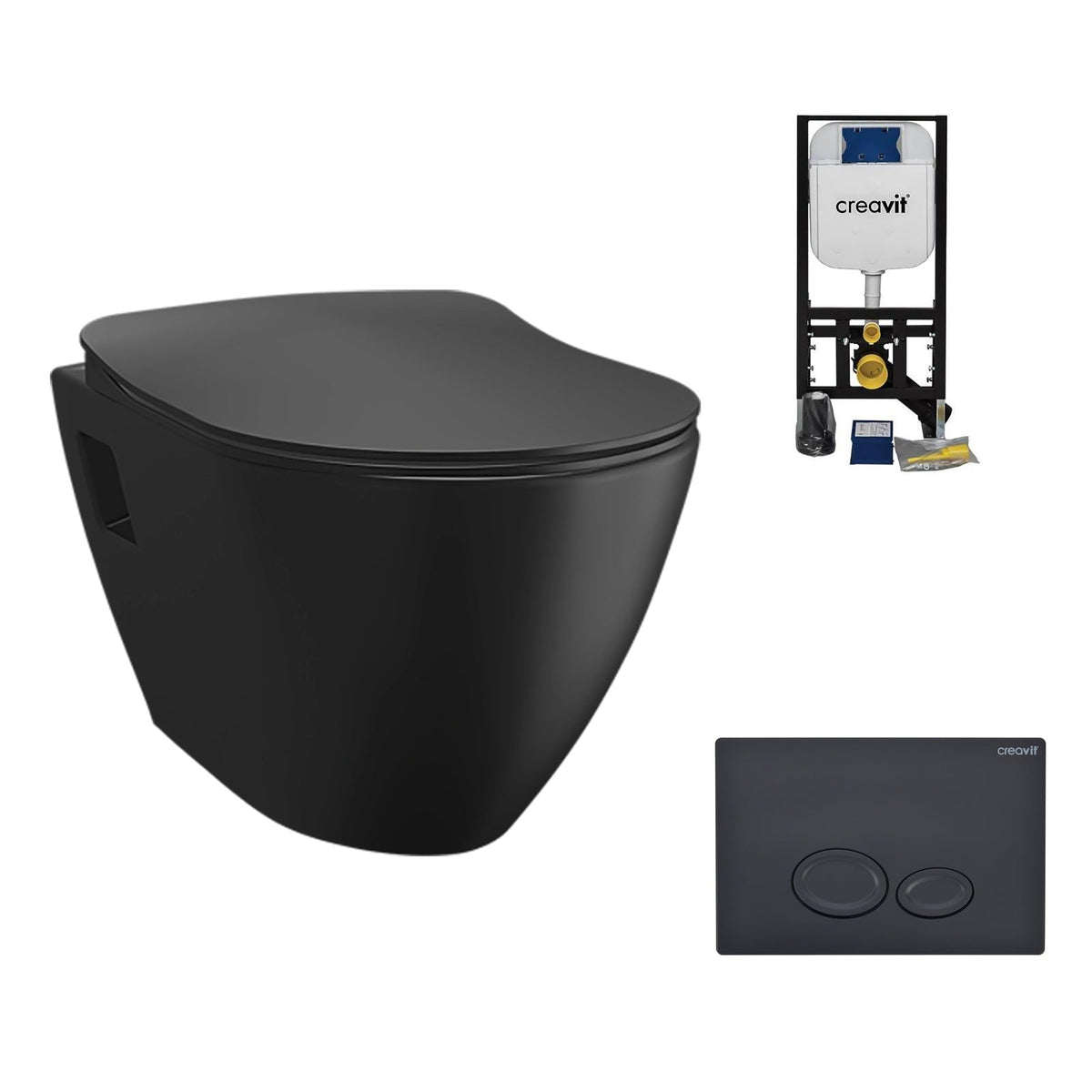 Creavit complete hangtoiletset terra mat zwart