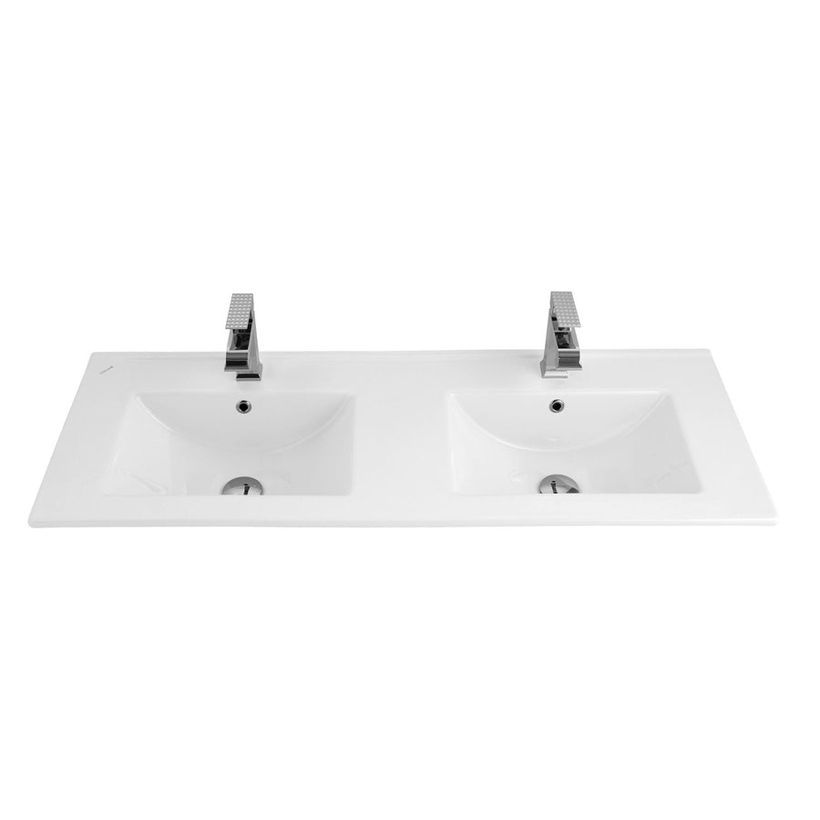 Creavit dubbele keramische wastafel 120 cm wit uit complete set