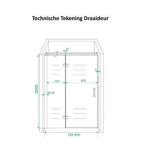 Porte tournante cabine de douche Wiesbaden avec paroi latérale 80x90 cm 8 mm revêtement nano chrome